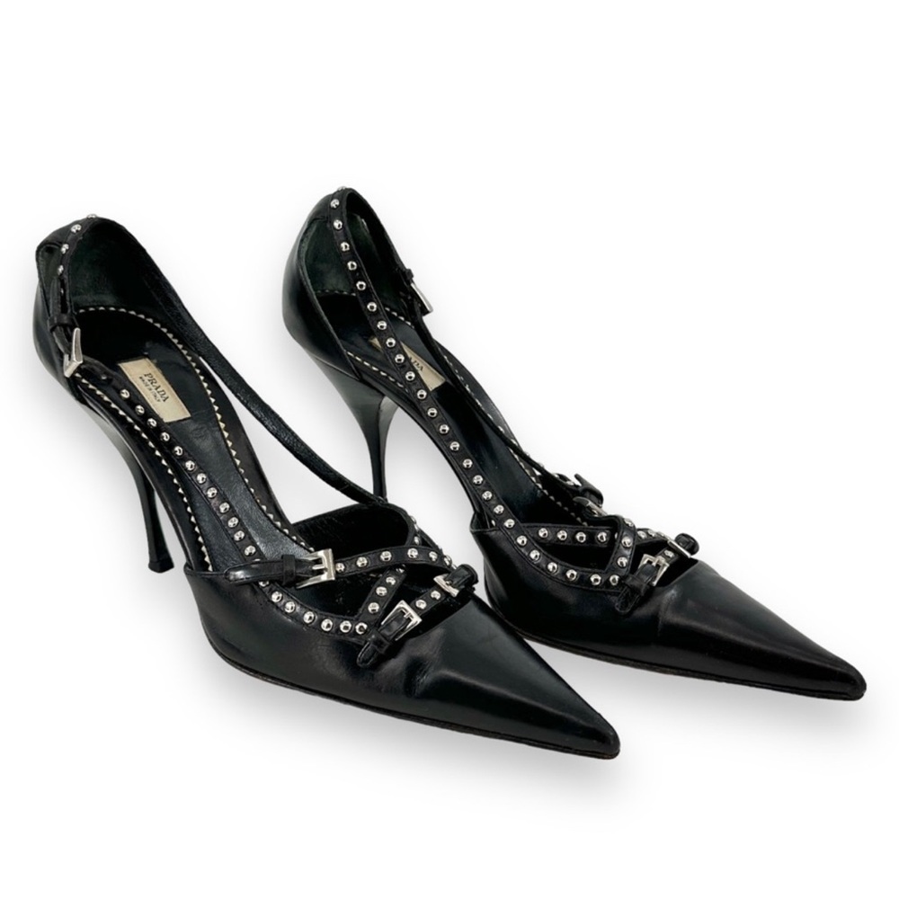 Beautiful Prada heels. They are gorgeous but ready to let them go.